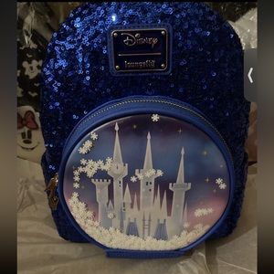 Loungefly Disney Snow Globe Collection Cinderella Castle Sequin Mini Backpack